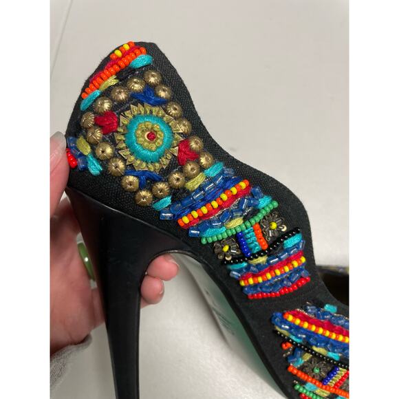LISA FOR DONALD J. PLINER Alexis Beaded Platform Pump Size 7 Multicolor Slip-On - Picture 10 of 12